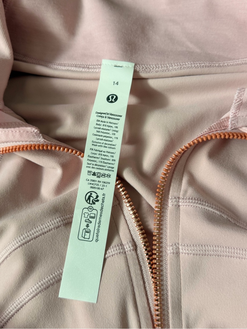 Lululemon Define Jacket – Size 14 – Blush Pink/Rose Gold - Picture 3 of 5
